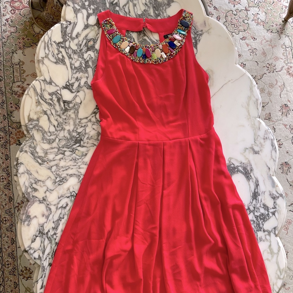 Xoxo dress with beaded embellished neck